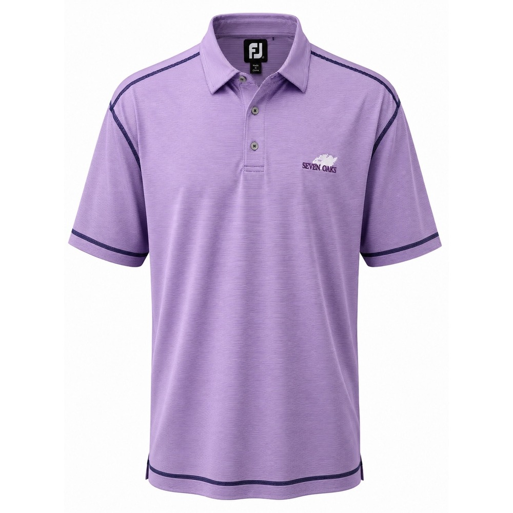 FootJoy Mens Large Purple White Striped‎ Seven Oaks Golf Polo Shirt Navy Trim L